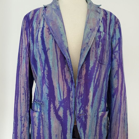 Ermenegildo Zegna Other - Zegna silk Sport suit Coat Blazer Black red Purple blue gray stripe 52 med large